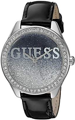 GUESS Women's U0823L2 Trendy Silver-Tone Watch with Black Dial