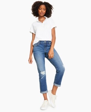 Style&Co. Style & Co Petite Ripped Cuffed Jeans, Created for Macy's