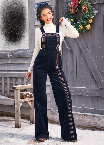 Rainbow With Me Corduroy Overalls Navy Blue 18W