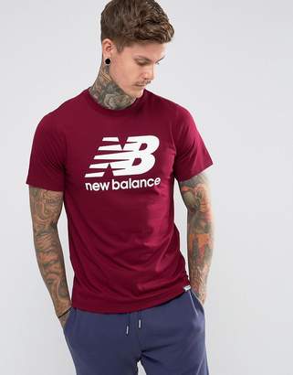 New Balance Classic Logo T-Shirt In Burgundy Mt63554_adr