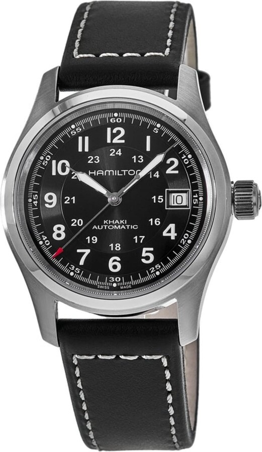 Hamilton Khaki Field Auto 38MM Black Dial Leather Strap Men's Watch H70455733