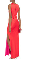 Thumbnail for your product : Lanvin Tie-detailed cutout satin and crepe gown - Red - FR 40