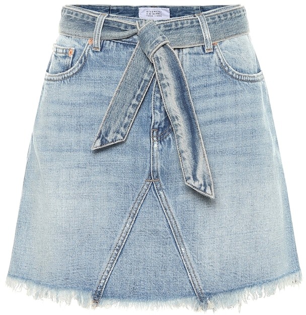 belted denim mini skirt