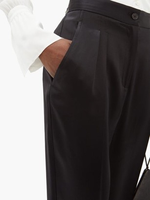 Nili Lotan Lia Front-pleated Silk-satin Trousers - Black
