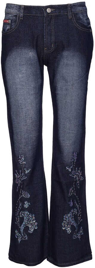 Noir Triple XXX Womens Ladies Stretch Denim Boot Cut Jeans Trousers Black Sizes 6 8 10 12 14 