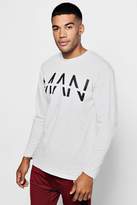 Thumbnail for your product : boohoo Long Sleeve Large MAN Dash T-Shirt