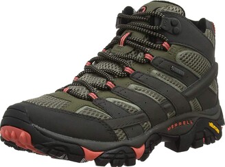 Merrell Women's Moab 2 Mid Gore-tex High Rise Hiking Shoes Grey (Beluga/Olive) 3.5 UK (36 EU)