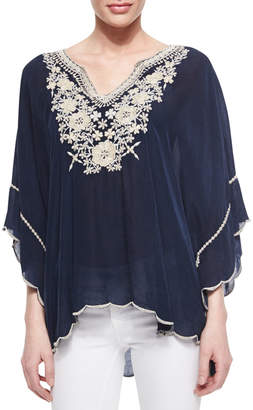 Johnny Was Embroidered Georgette Poncho Tunic, Plus Size