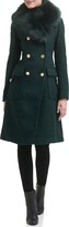 Thumbnail for your product : GUESS Removable Faux Fur Collar Wool Blend Double Breasted Walker Coat