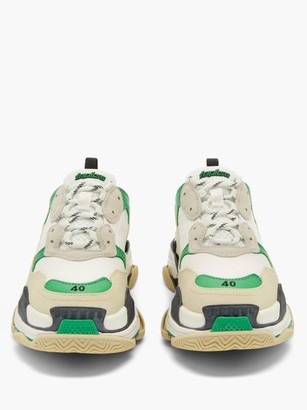 Balenciaga Triple S Leather And Mesh Trainers - Green White