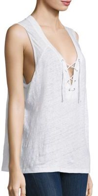 Monrow Lace-Up Linen Tank Top