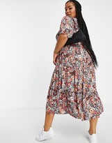 Thumbnail for your product : Yours tiered smock midaxi dress in orange floral