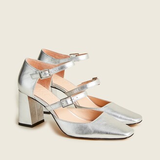 J.Crew Marta double-strap pumps in metalilc - ShopStyle