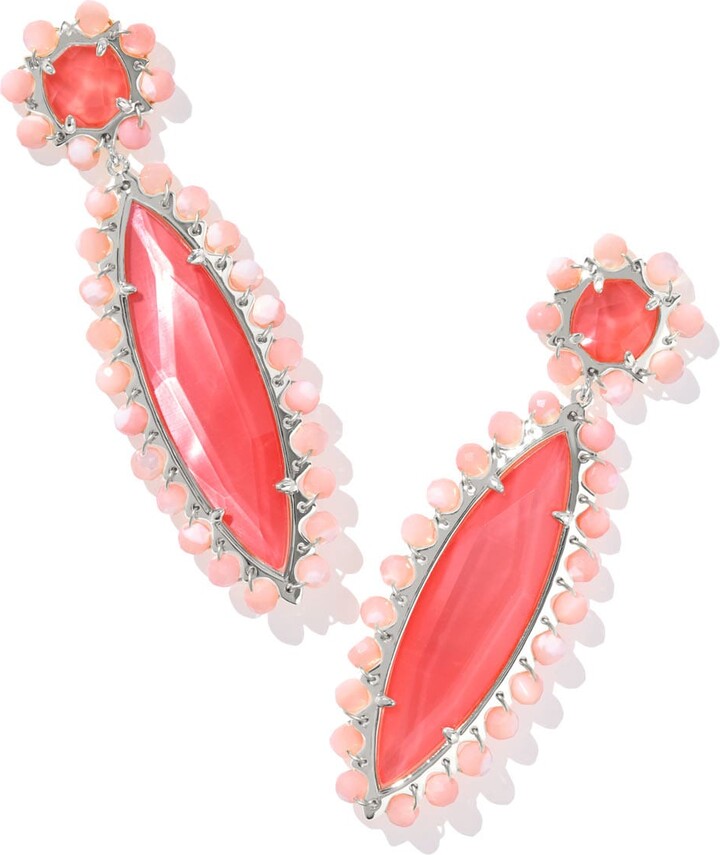 Kendra Scott Rosie Silver Statement Earrings in Navy Mother-of