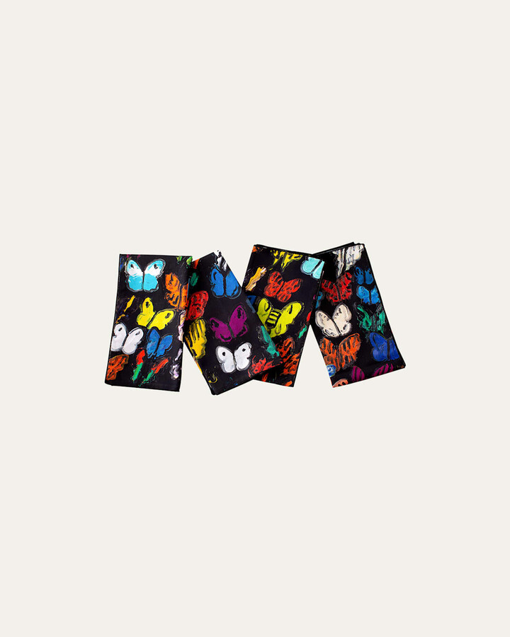 Hunt Slonem Butterflies In Flight Cotton Dinner Napkin