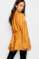 Thumbnail for your product : boohoo Pinstripe Kimono Sleeve Belted Duster Jacket