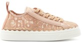 Thumbnail for your product : Chloé Lauren Scallop-edge Logo-lace Trainers - Pink