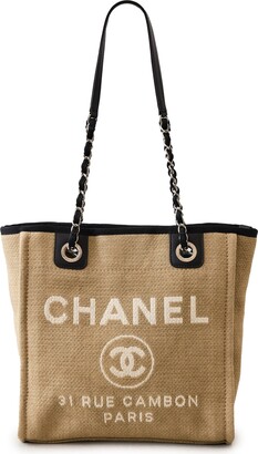 Chanel Brown Deauville Tote Beige Cloth Cloth ref.951415 - Joli Closet
