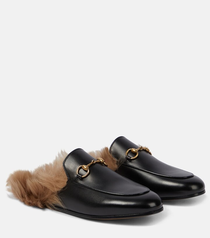 gucci flats fur
