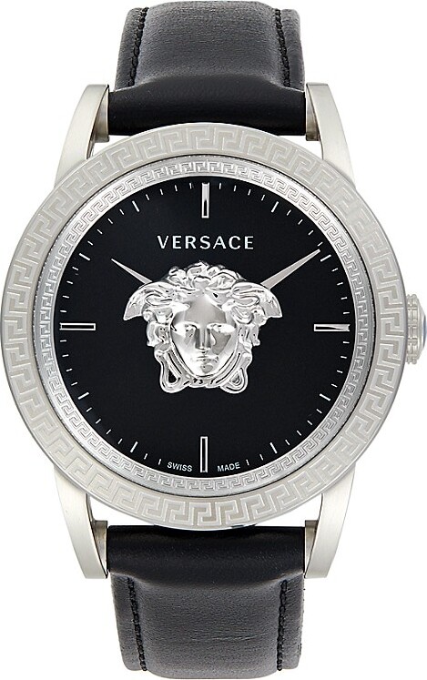 Versace Medusa Stainless Steel & Leather Strap Watch - ShopStyle