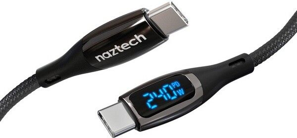 Naztech DigiWATTUSB-C®toUSB-C®DigitalLEDCable,Black(6Ft.)