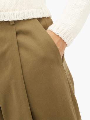 Margaret Howell High-rise Cotton-blend Wide-leg Trousers - Womens - Khaki