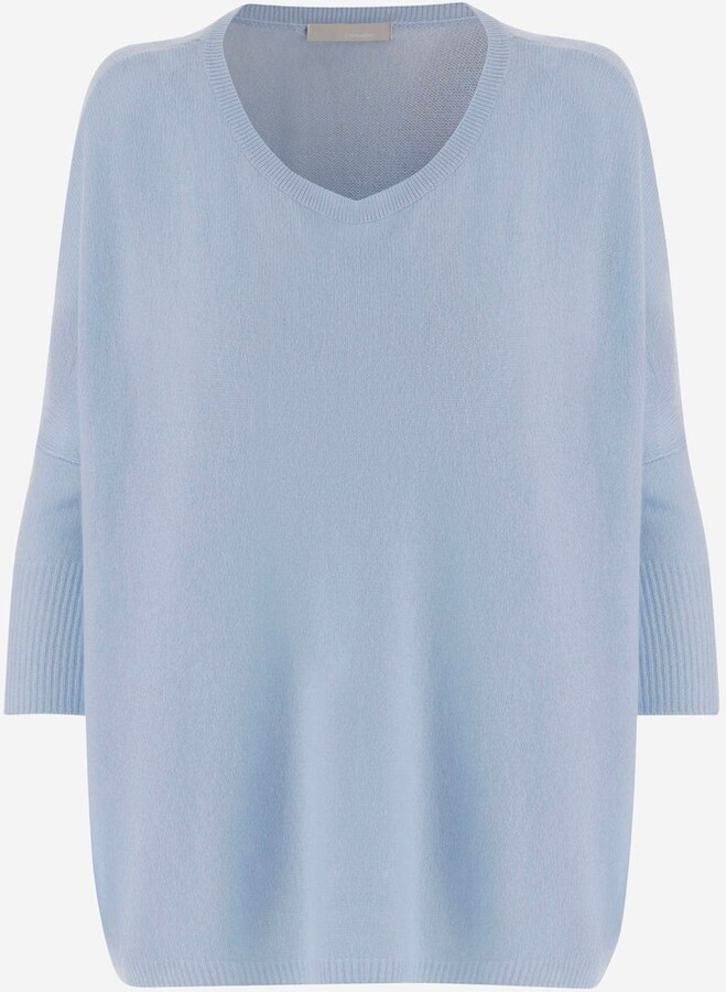 Allude V-Neck Half-Sleeve Sweater