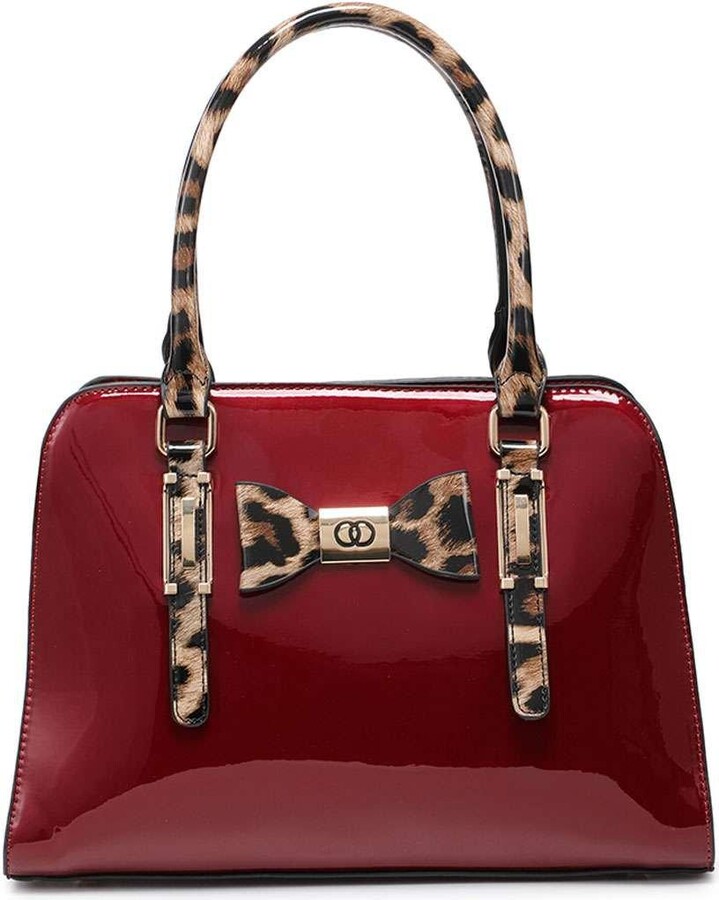 Kitise Jenny Shiny Patent Leather Leopard Bow Shoulder Tote Bag ShopStyle