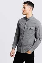 Thumbnail for your product : boohoo Brushed Flannel Long Sleeve Utility Shirt
