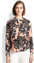 Thumbnail for your product : Rebecca Taylor Flower-Print Silk Blouse
