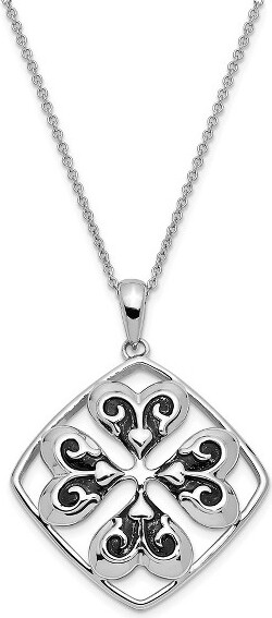 Black Bow Jewelry Co. BlackBowJewelryRhodiumPlatedSterlingWishingYouLuckCloverNecklace18Inch