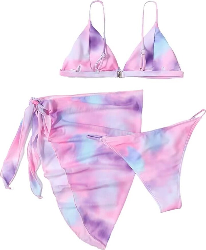 ITOSHO Plus Size Women's 3 Piece Tie Dye Bikini Set Swimsuit with ...