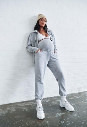 Missguided Recycled Grey Marl Over Bump 90S Maternity Joggers