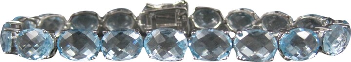 Sterling Silver 45.6 Carat Blue Topaz Tennis Bracelet
