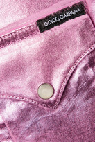 Thumbnail for your product : Dolce & Gabbana Pop Cropped Metallic Coated-denim Jacket - Pink