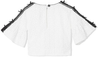 Burberry Children Lace Trim Embroidered Cotton Top