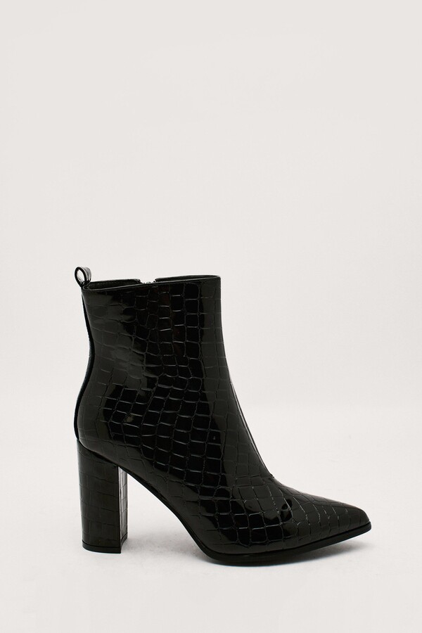 black crinkle effect ankle boots