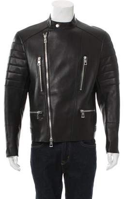 Michael Kors Leather Cafe Racer Jacket