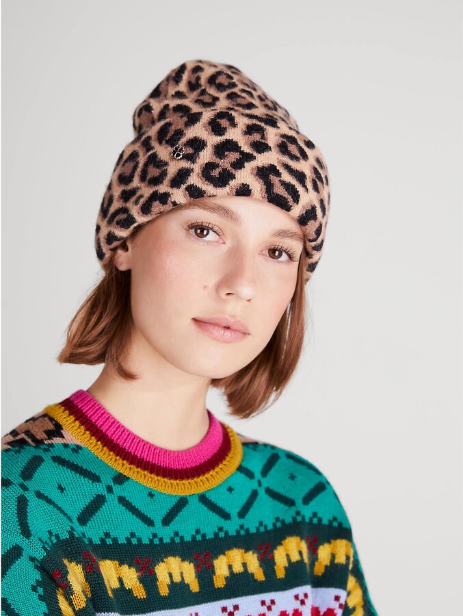 Kate Spade Leopard Beanie - ShopStyle Hats