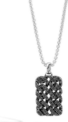 John Hardy Classic Chain Gourmette Lava Dog Tag Necklace