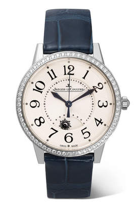 Jaeger-LeCoultre Rendez-vous Night & Day 34mm Stainless Steel, Alligator And Diamond Watch - Silver