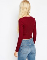 Thumbnail for your product : ASOS The Scoop Neck Crop Top In Textured Marl Rib