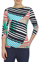 Thumbnail for your product : Westbound Petite Stripe Patch Button-Shoulder Top