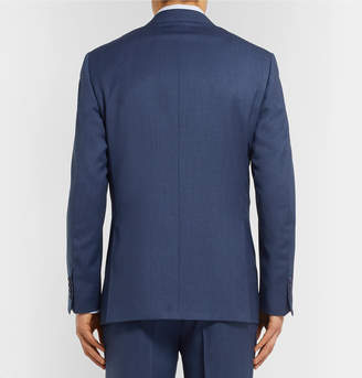 Canali Navy Slim-Fit Melange Wool Suit Jacket