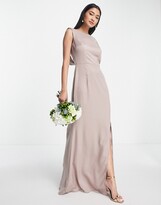 Thumbnail for your product : Little Mistress Bridesmaid satin maxi dress with open back in mink