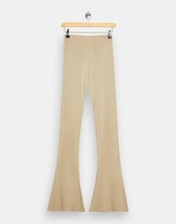 Thumbnail for your product : Topshop knitted flared trousers in beige
