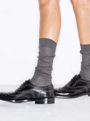 Raey Lurex Ribbed Socks - Womens - Grey