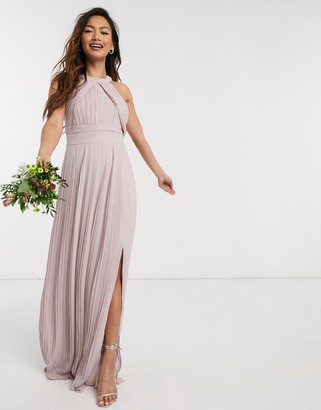 TFNC bridesmaid exclusive pleated maxi dress in pink