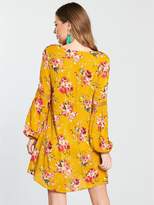 Thumbnail for your product : Very Ladder Trim Printed Tunic Dress - Mustard Print