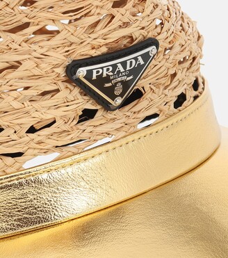 Prada Raffia and leather cap